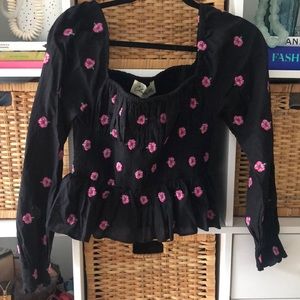 Cleobella Long Sleeve Black Top Size S